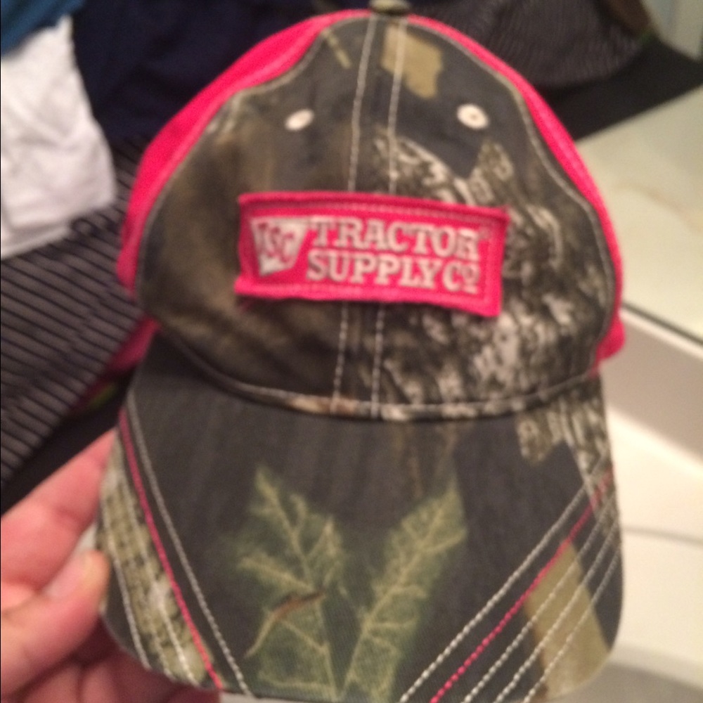 Pink and camo tractor supply hat