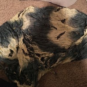 Green and cream feathered long silky scarf