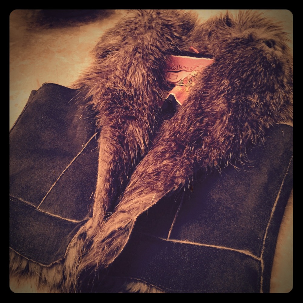 Vegan suede / faux fur Vest NWOT