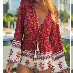 Tribal bell sleeve romper