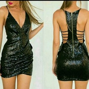 Black sequins party dress