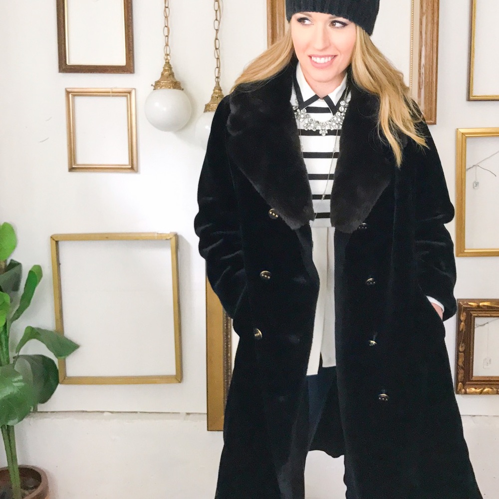 Vintage 60s/70s Faux Fur Brown Black Coat