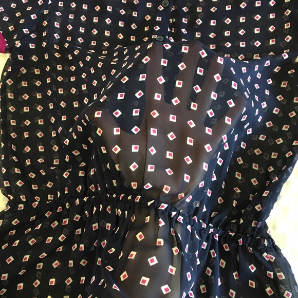 •SOLD• Anthropologie Pleione Sheer Navy Peplum XS - Picture 5 of 8