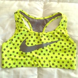 NIKE neon gray poke a dots sport bra size M