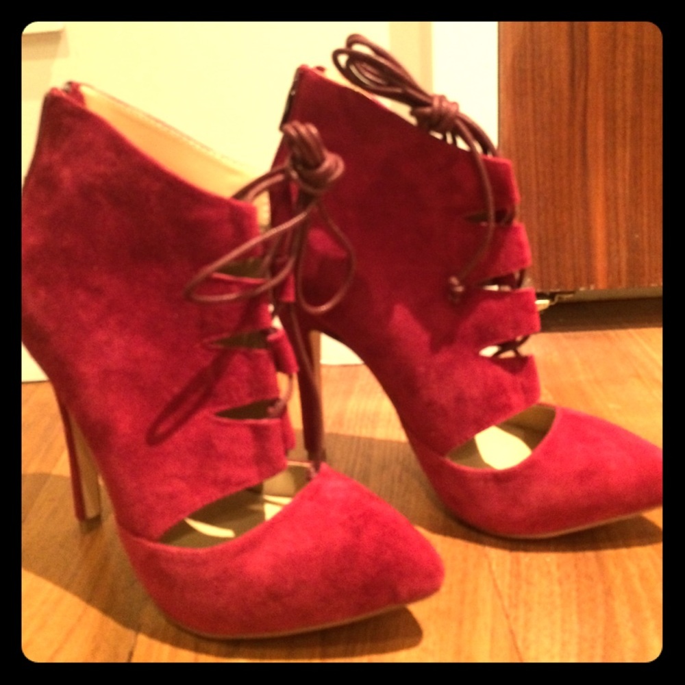 Cranberry suede booties