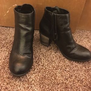 Black leather booties