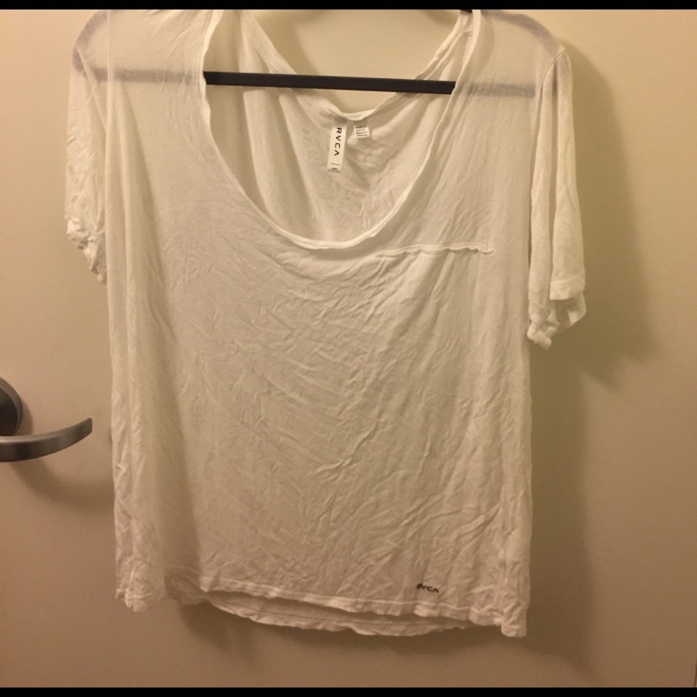 RVCA White Off the Shoulder/Loose Top