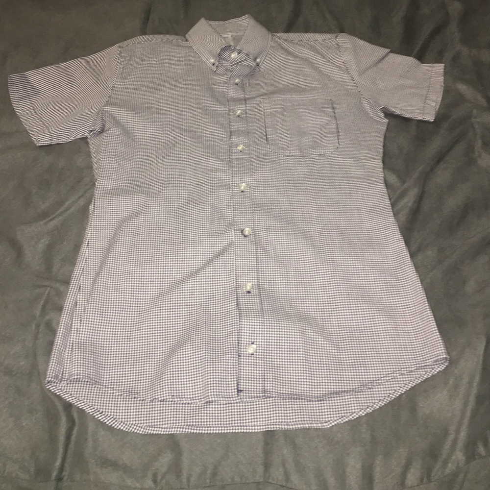 Limited edition blue and white check button down