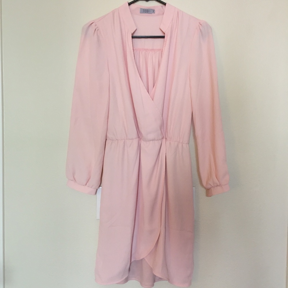 TOBI Light Pink Faux Wrap Dress