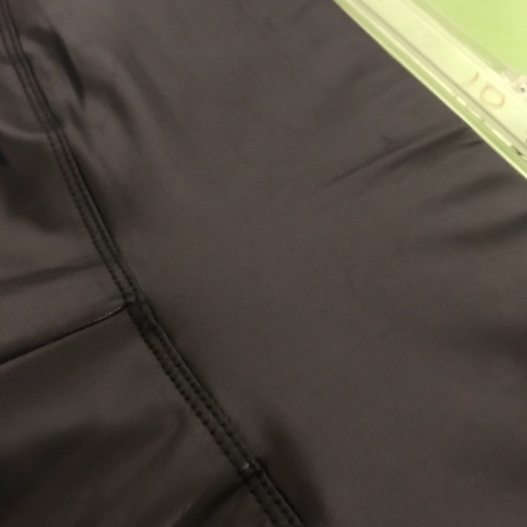 Black Faux Leather Leggings Stretchy Tummy Control - Picture 6 of 9