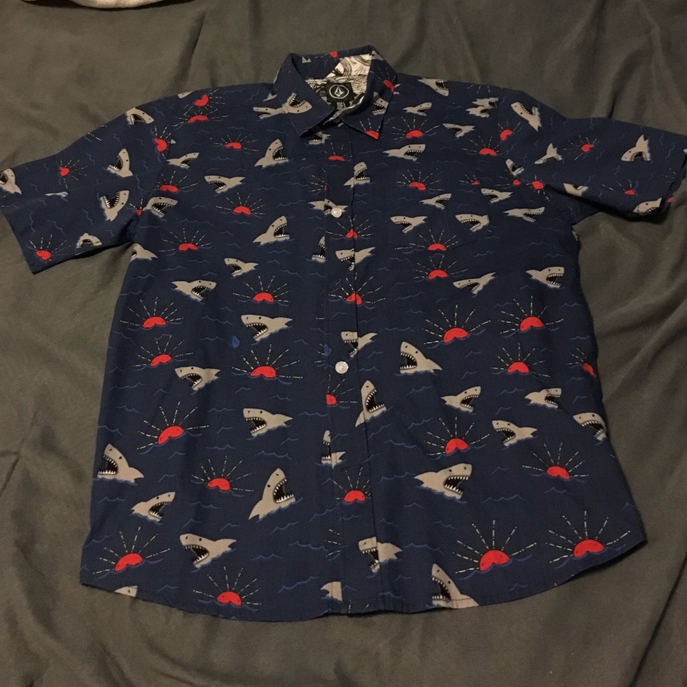 A limited edition blue volcom button down