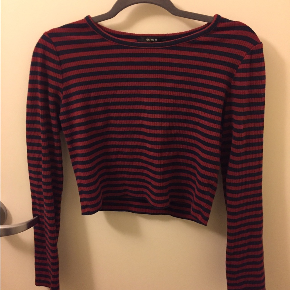 Forever 21 Striped Long Sleeve Crop
