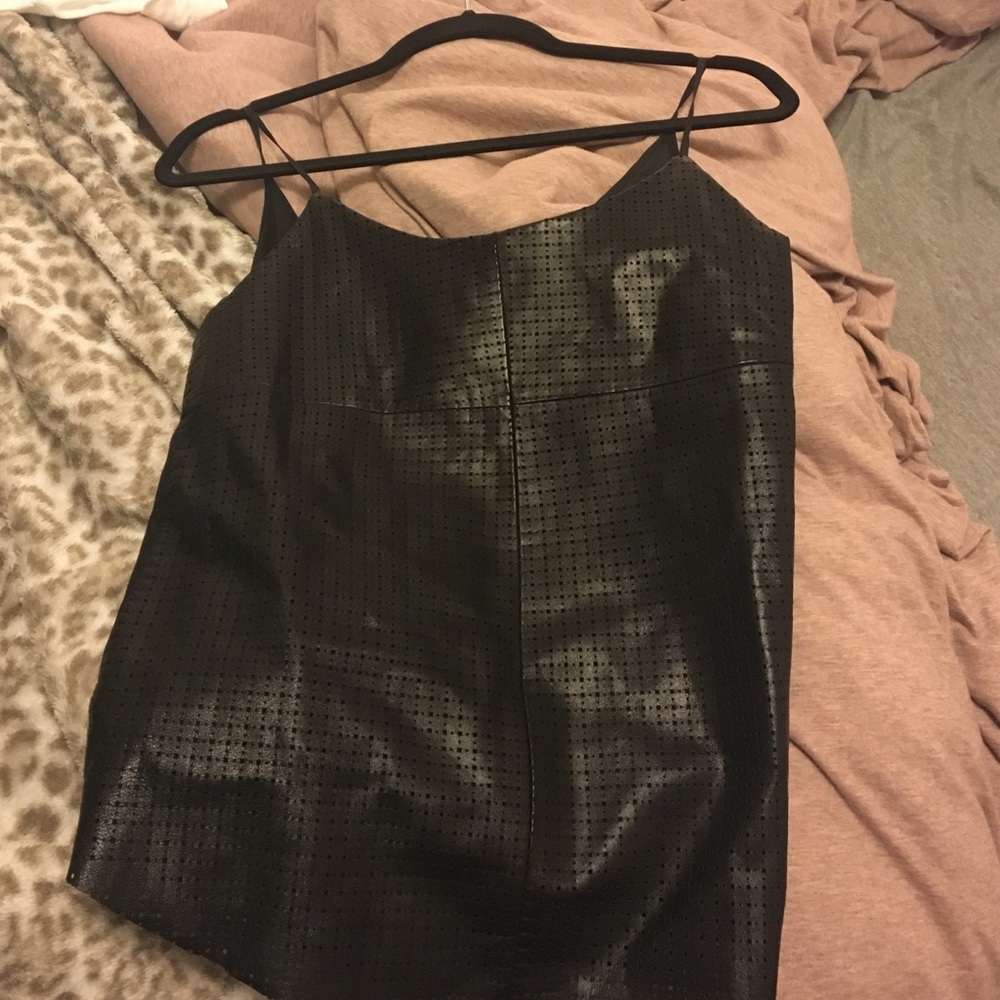 Leather laser cut tank top