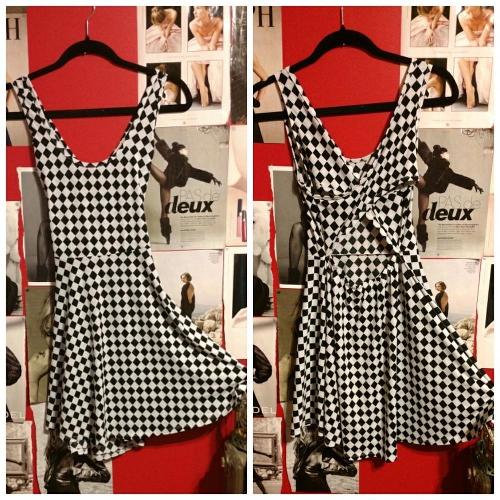 Open Back Checkered Minidress