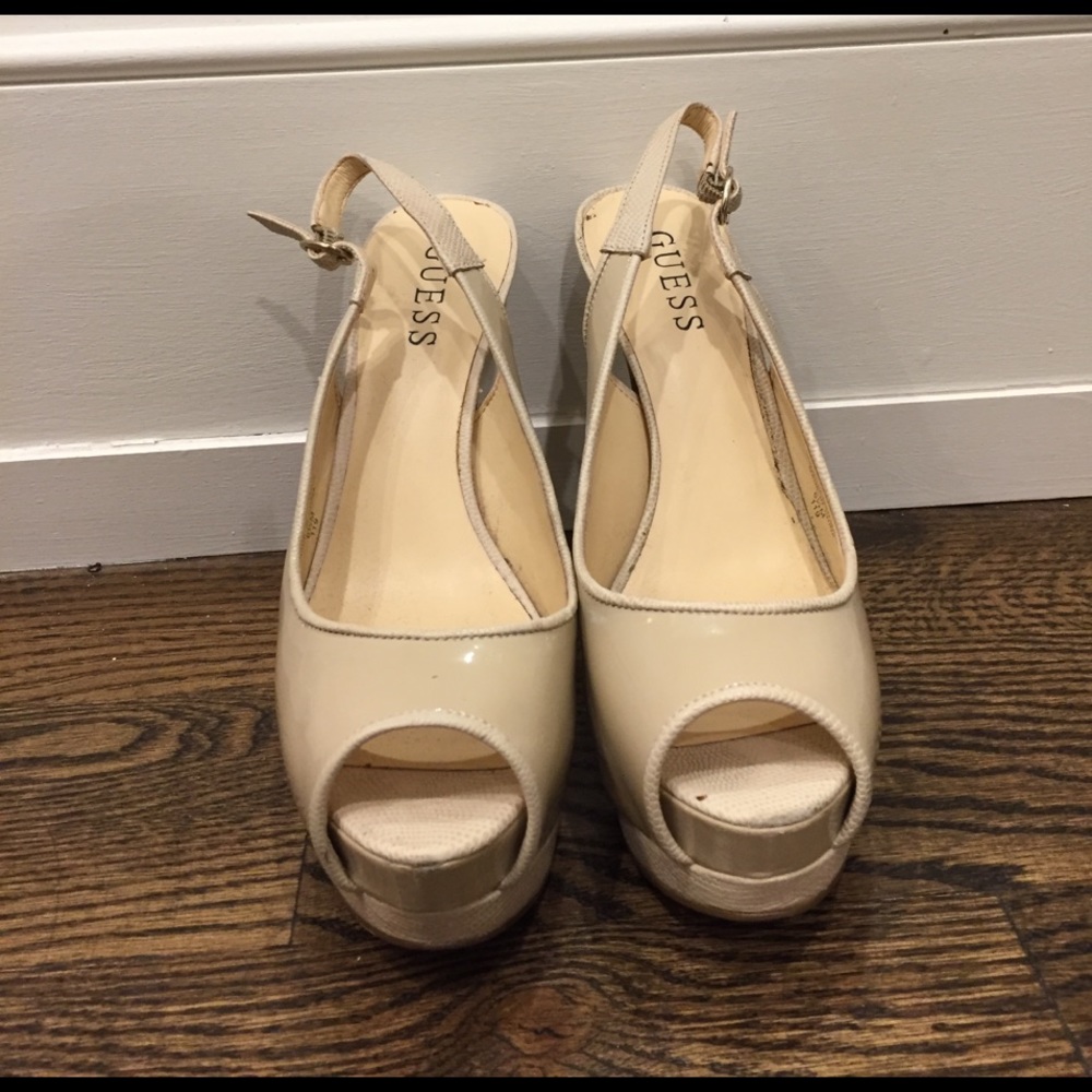 Nude Guess sling backs