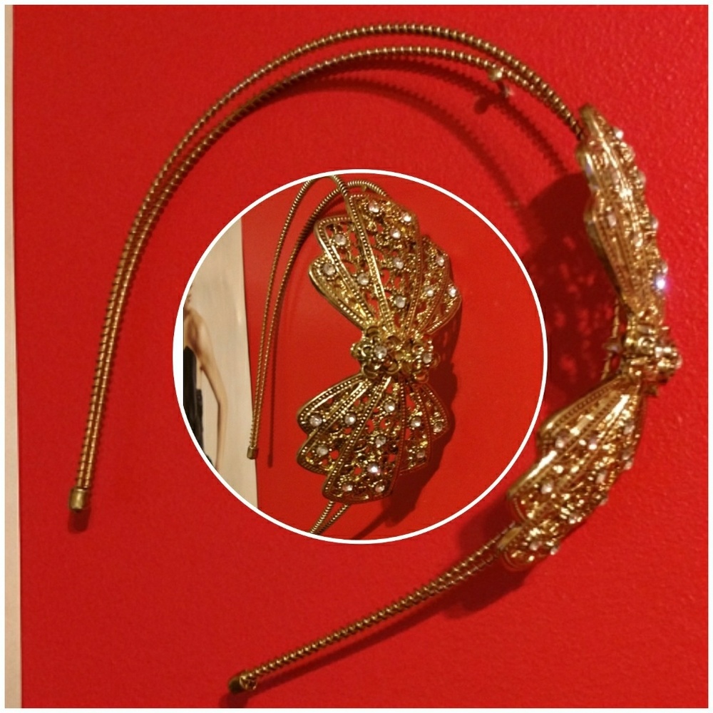 Faux Gold/Diamond Bow Headband
