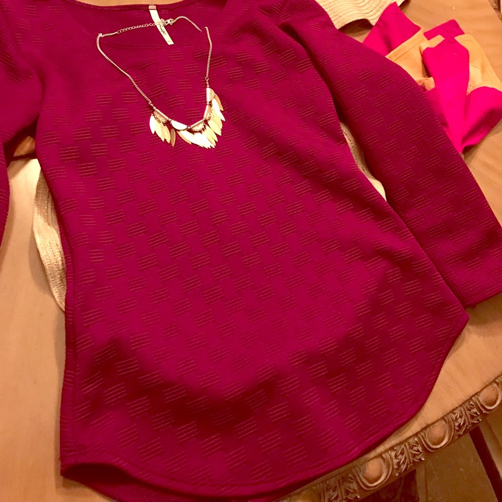 Burgundy 3/4 blouse