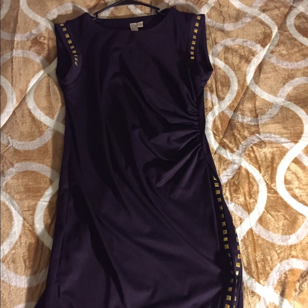 Purple and gold dress midi