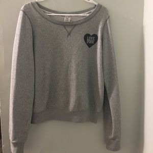 PINK Grey Crewneck