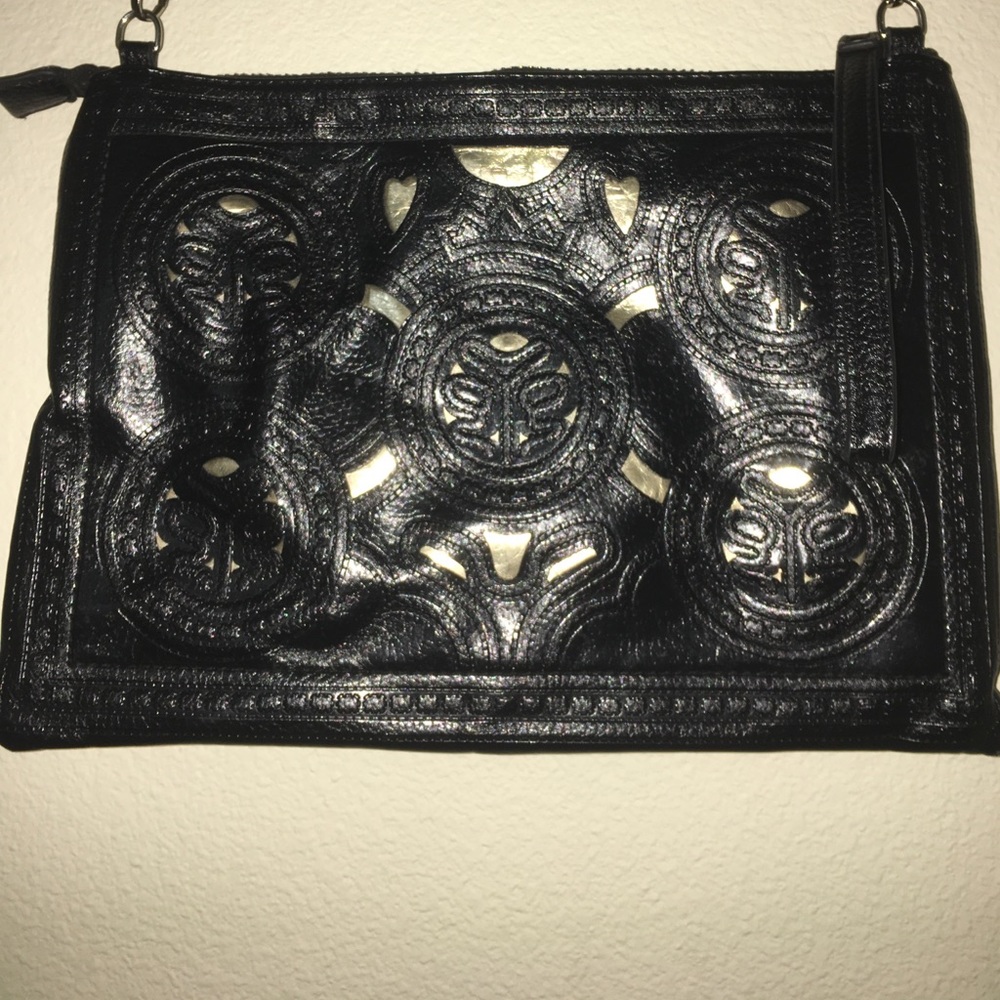 Clutch/ cross body purse gold and black