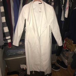 Boohoo white collar shawl coat