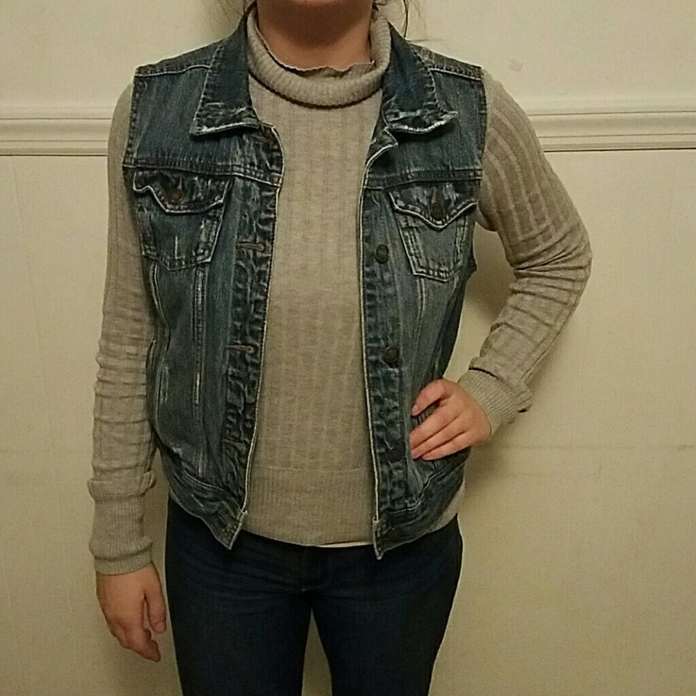 Lightly distressed denim vest