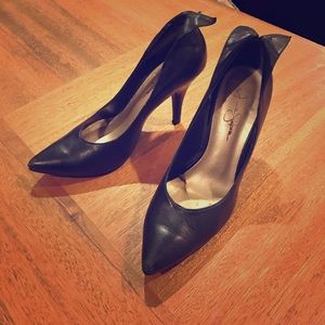 Black heels with cute collar detail