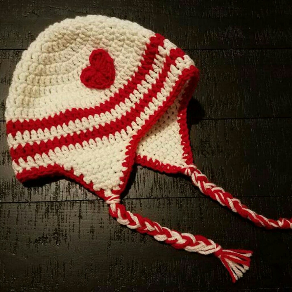 Youth/Adult earflap Valentine beanie