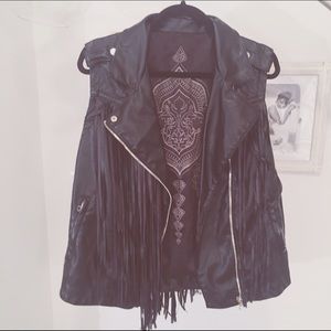 Blank NYC vegan leather fringe vest