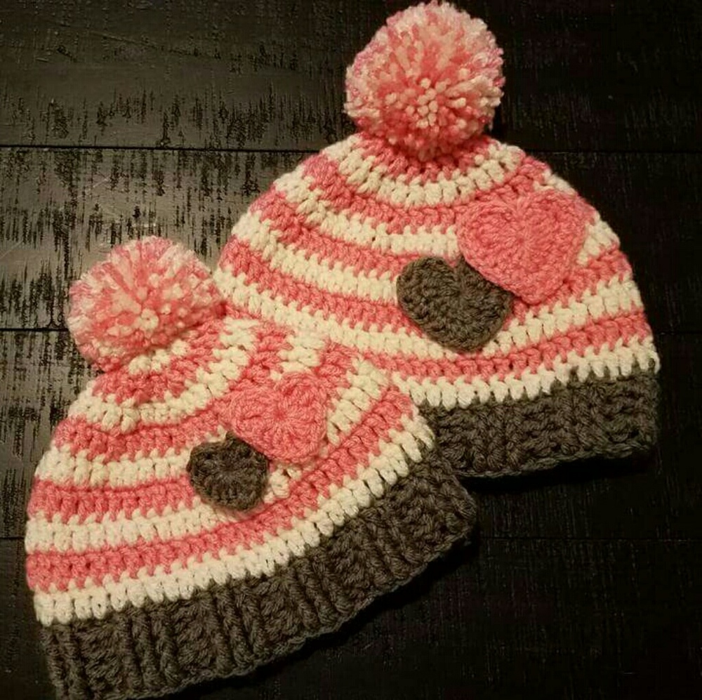 Mommy and me Valentine beanies (child size infant)
