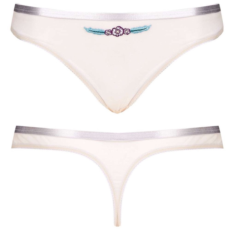 Topshop Mesh Embroidered Thong - Picture 3 of 5