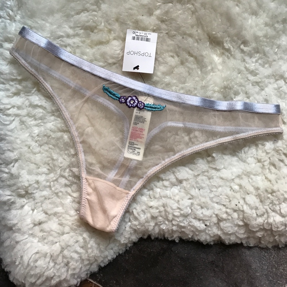 Topshop Mesh Embroidered Thong - Picture 5 of 5