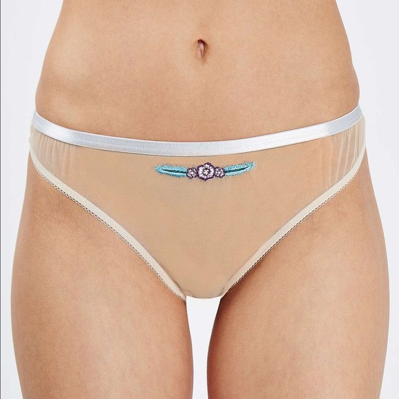 Topshop Mesh Embroidered Thong - Picture 2 of 5