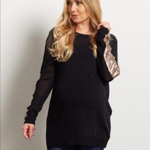 💥Pink Blush Black Sequin Accent Sleeve