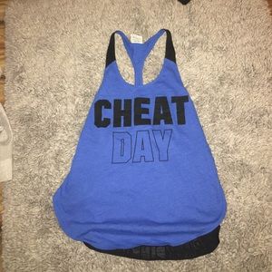 Victoria's Secret Pink Racerback graphic tank.