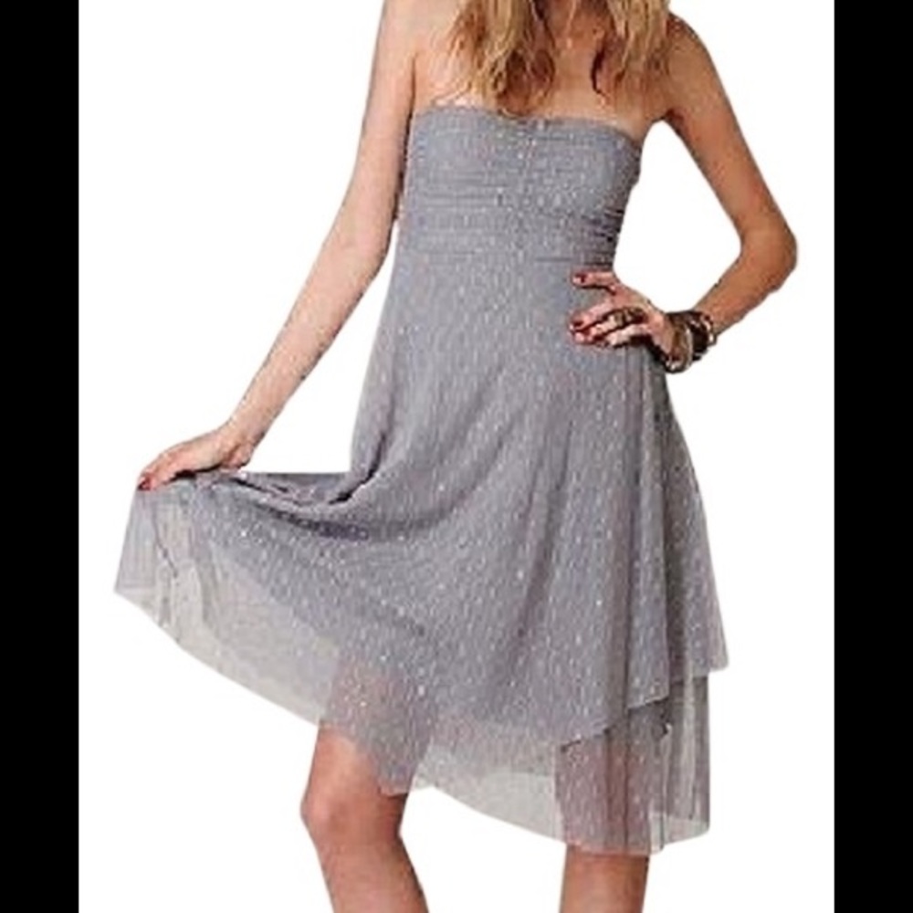 Free People Delicate Trapeze Strapless Grey Pink