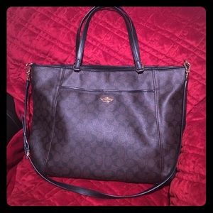 Coach brown & black carry all w/  removable strap