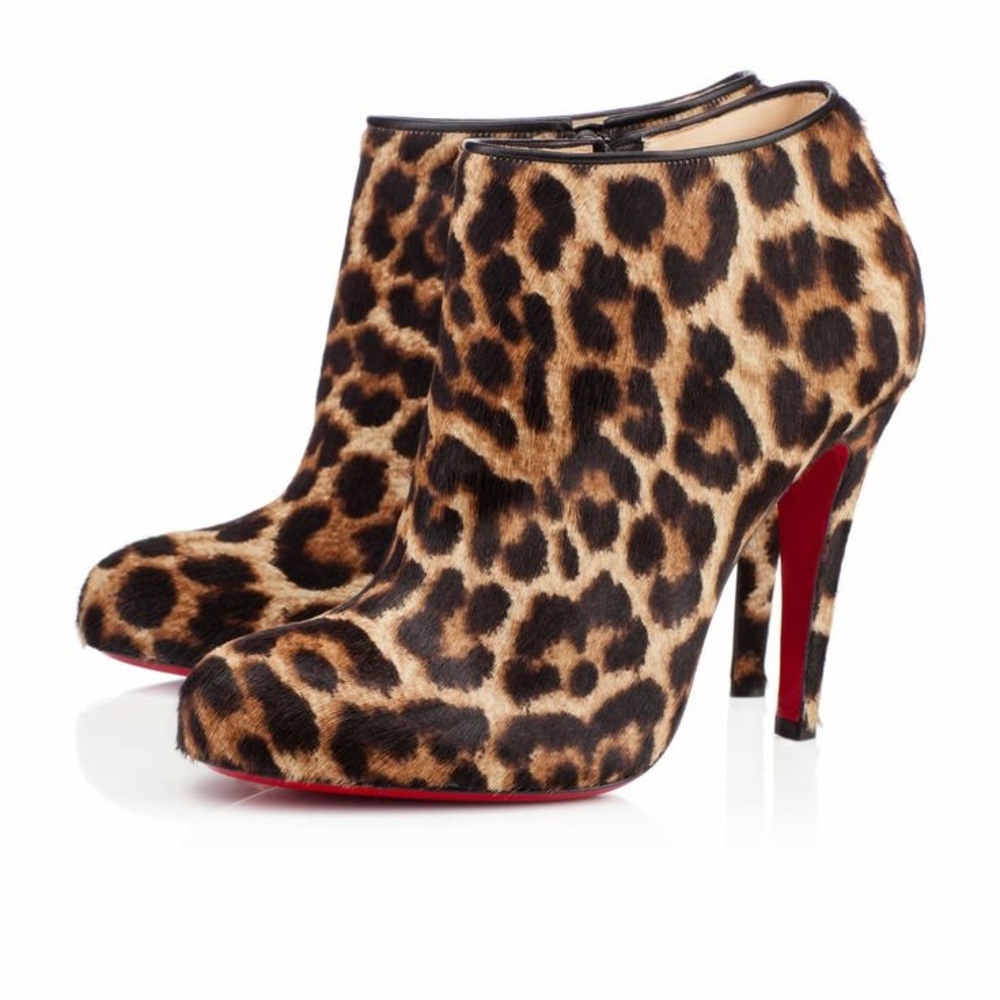 Christian Louboutin Belle 100 Leopard Pony booties