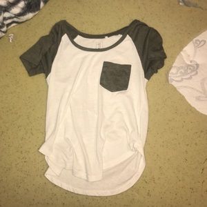 A green and white short sleeve shirt