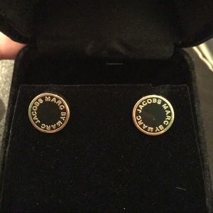 Marc by Marc Jacobs gold black logo earrings
