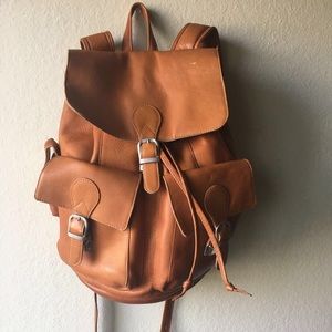 ✨COGNAC✨Genuine Leather Buckle-Flap Backpack