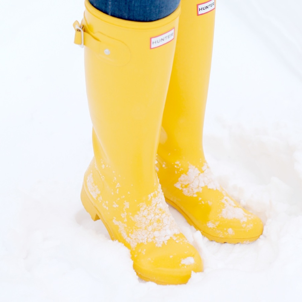 Hunter Original Tall Gloss Rain Boots in Yellow