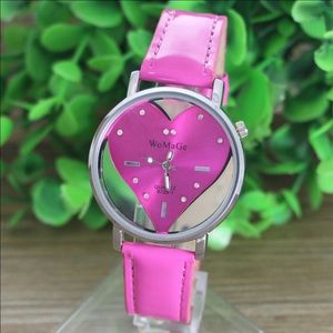Hot pink heart shape watch