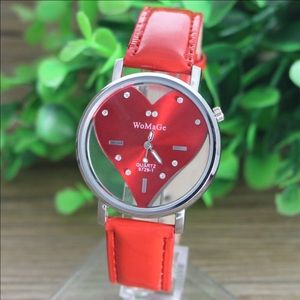 Hot red heart shaped watch