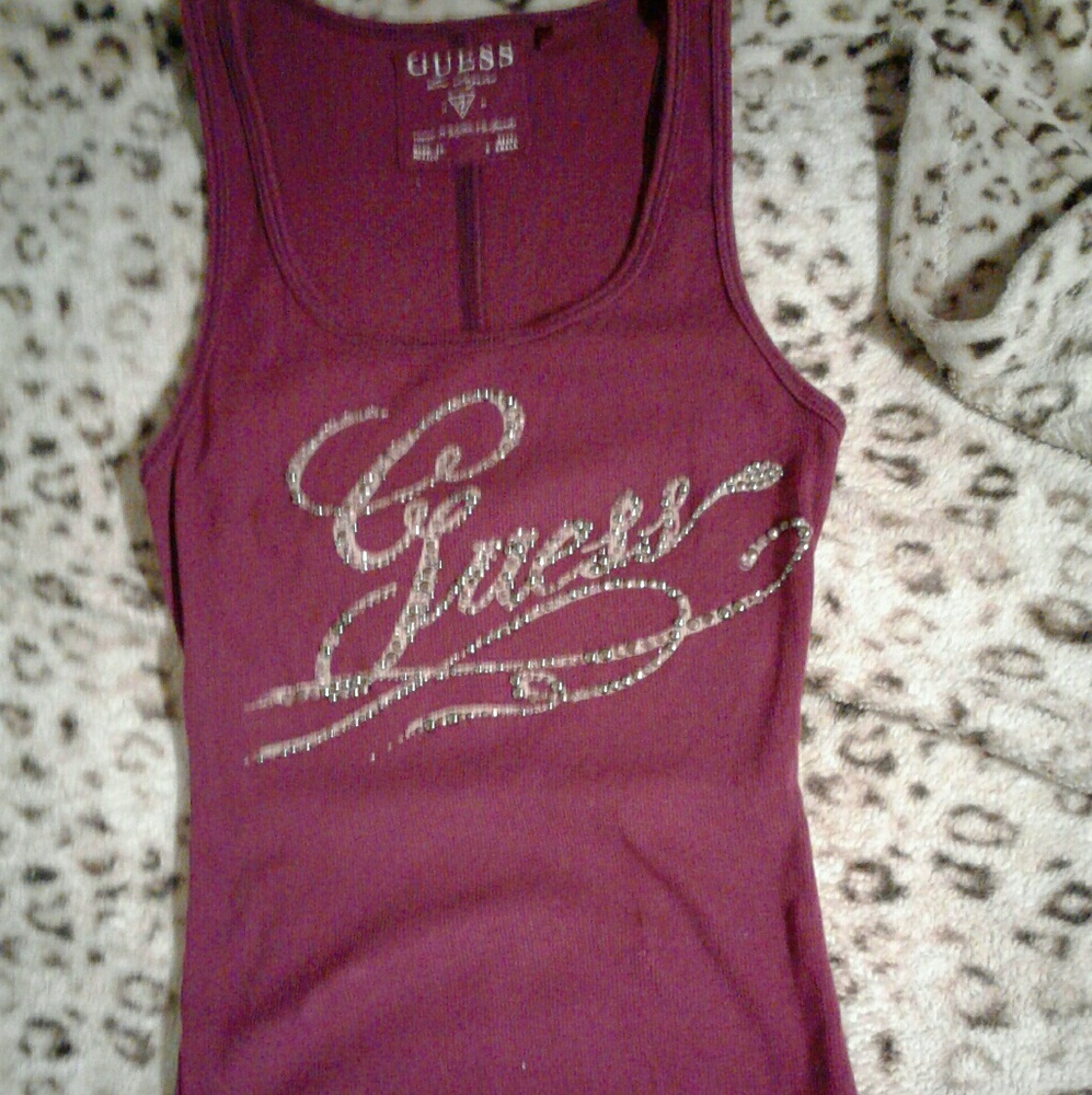 GUESS maroon sequined tank like New sz XS