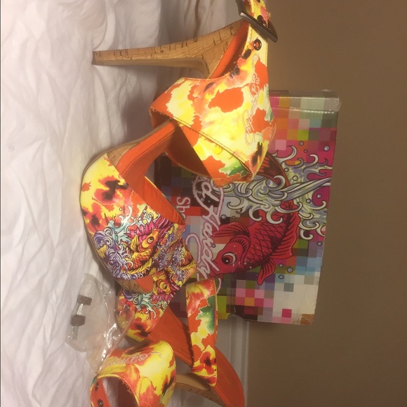 Ed Hardy Cork Peep Toe Heels - Picture 4 of 4