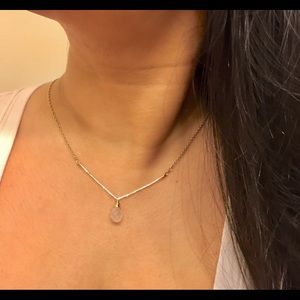 14k Gold & Rose Quartz Chevron Necklace