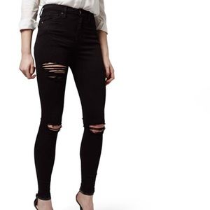 Destroyed High Rise Ankle Skinny Jeans