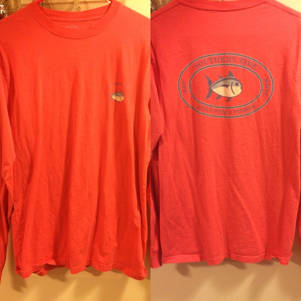 Southern Tide long sleeve coral shirt