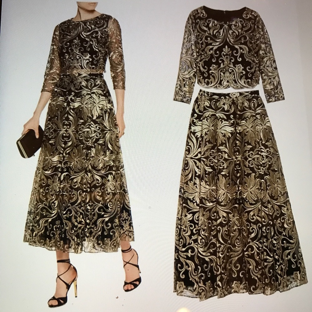 Marcheasa Notte embroidered dress skirt & top gown